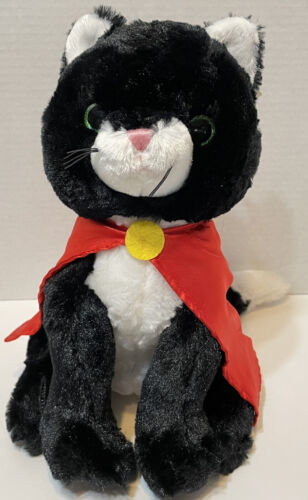 Unipak Kitty Cat Super Hero with Cape Stuffed Tuxedo Black White Cat 12" Tag - $10.62