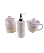 3x Rae Dunn SQUEEZE JUICER, SNACK CANISTER, SOAP DISPENSER - $35.10 CAD