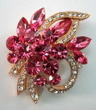  EISENBERG ICE Huge Pink Marquise Rhinestones Crystal Rhinestones Pin Br... - $89.95