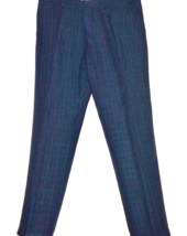 120% Lino Pure Linen Men&#39;s Italy Blue Plaids Pants Trouser Size US 38 EU 54 - £122.60 GBP