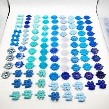 Lot of 108 PCs Plastic Blue Vintage Snap Tight Barrettes Hair Clips Bows Flowers - £39.30 GBP