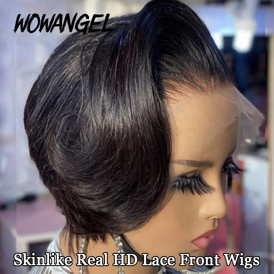 Straight Short Pixie Cut Wig HD Lace Front Wig Melt Skins Pre Plucked Bob Wi - £162.40 GBP+
