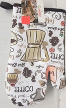 Printed Kitchen Oven Mitt with silver back, 10.5&quot;, COFFEE THEME, Stellar - £6.31 GBP