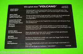 VOLCANO 1981 ORIGINAL NOS PINBALL MACHINE INSTRUCTION CARD IN GERMAN - $15.68