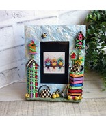 Checked Picture Frame Hand Painted Whimsy Birdhouse Décor Colorful Chint... - $1,501.59 MXN