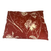 Vintage Thistle Flower Tapestry Brown Pillow White Floral 18” Square Cottagecore - £25.54 GBP