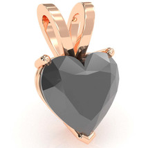 Black Onyx Heart Solitaire Pendant In 14k Rose Gold - £158.57 GBP