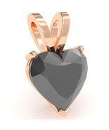 Black Onyx Heart Solitaire Pendant In 14k Rose Gold - $199.00