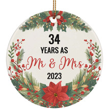 34th Wedding Anniversary Ornament 34 Years As Mr And Mrs Christmas Gift Decor - $14.80