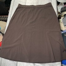 Counterparts Brown Knee-Length A-Line Skirt with Slit - $10.00
