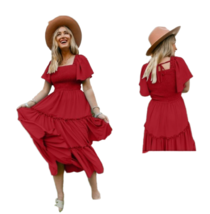 Red party wear Rayon elastic work western dress for girls and women  - $38.00