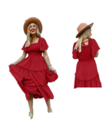 Red party wear Rayon elastic work western dress for girls and women  - £30.28 GBP