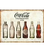 Coca Cola Advertising Bottle Evolution Distressed Vintage Style Metal Ti... - £11.28 GBP