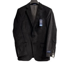 Stafford Blazer Mens 40R Black Corduroy Sports Coat Elbow Patch Academia... - $55.78