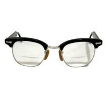 Vtg MCM Shuron S/C Black Browline Eyeglasses Frames 12K GF 46-22 145 Retro - £45.53 GBP