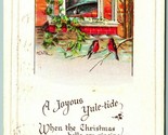 Sparrows Chiesa Bell Un Joyous Yuletide Poesia Goffrato 1919 Natale Cart... - $5.08