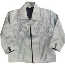Indian Boys Open Front Blazer Jacket Gray Green Bollywood Rhinestones Stripe 3T - £14.93 GBP