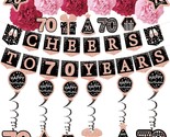 70Th Birthday Decorations For Women - (21Pack) Cheers To 70 Years Rose G... - $31.99