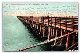 Ogden Lucin Cutoff Railroad Bridge Great Salt Lake Utah UT UNP DB Postcard T20 - $2.92