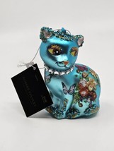 Robert Stanley Cat Ornament Rhinestone Collar Glitter Sequin Glass Hangi... - $29.99