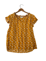 BODEN Womens Top Yellow Floral Print ANGELICA Ruffle Blouse Short Sleeve... - £12.75 GBP
