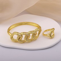 Bangles Gold Color Set For Women Fashion Dubai Jewelry Wedding Bracelets Hollow  - £34.64 GBP
