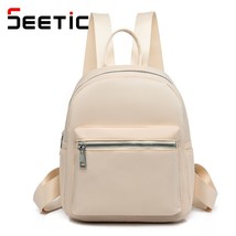 SEETIC Waterproof Ox Backpack For Women Quality School Bags Female Solid Color T - £29.53 GBP