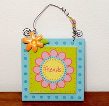FRIENDS are FOREVER 3-D solid wooden WALL SIGN hanging plaque bead embel... - $18.88