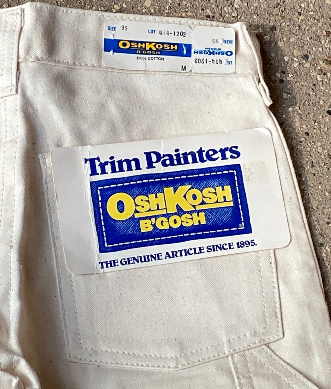 OshKosh Painter Pants New Boys 9 Slim White Union Made  1970's Vintage - $37.87