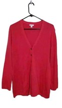 J. Jill Medium Red Oversized Cardigan Sweater Poppy Linen Blend Longline - £19.57 GBP