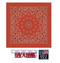 Usa Made Hav-A-Hank Burnt Orange Paisley Bandana Face Mask Neck Scarf Head Wrap - £6.29 GBP