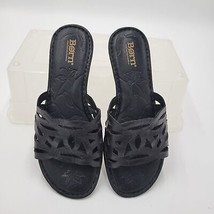Womans Born Imani Black Leather Perforated Design slide sandals Size 7 - £15.85 GBP