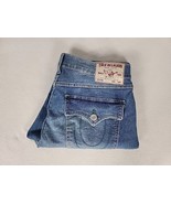 True Religion Rocco Relaxed Skinny Leg Denim Jeans 33X32 Men's Medium Blue Flap - $63.99