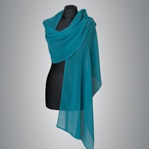 Luxury light pine Green Chiffon wrap shawl bolero Winter wedding shrug e... - £16.44 GBP