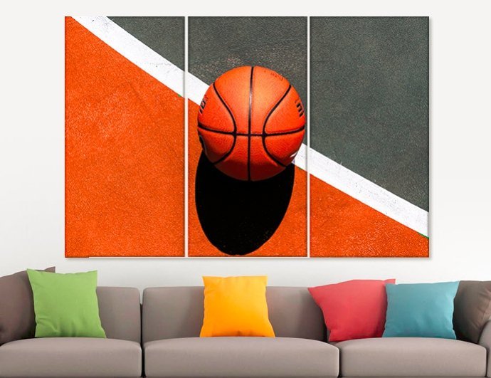 Basketball Art Basketball Canvas Print Boys Room Boyfriend NBA Fan Gift Ball Wal - $49.00