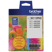 Brother Printer LC30113PKS 3-Pack Standard Cartridges Yield Up To 200 Pages/Cart - £31.22 GBP