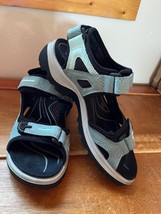 Gently Used ECCO Light Blue &amp; Black Leather &amp; Not Kids Size 3 Water Hiking Outdo - £15.25 GBP