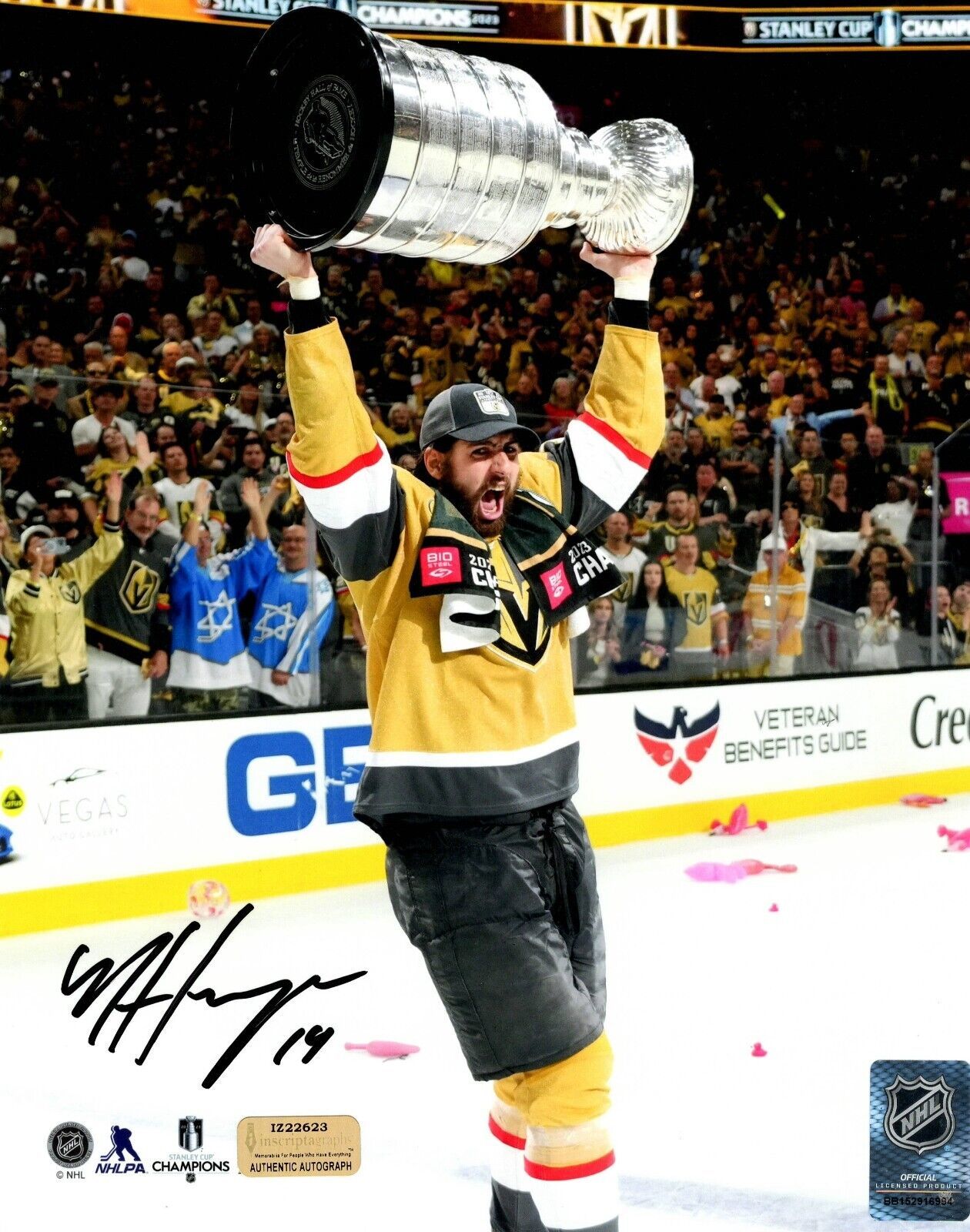 Nic Hague Autographed Stanley Cup Vegas Golden Knights 8x10 Photo COA IGM Signed - £62.86 GBP
