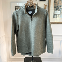 Joan Rivers Moss Green Horizontal Rib Quarter Zip Pullover Pockets M - $335.42 MXN