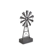 21" Gray Metal Windmill Hand Painted Sculpture - $1,989.53 MXN