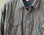 Vintage 90s Tommy Hilfiger Brown Green Stripe Relax Fit Button Down Shir... - $36.00