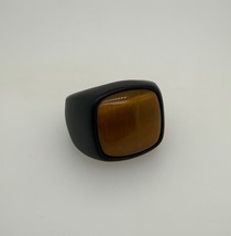 David Yurman Black Titanium Men Tiger&#39;s Eye Signet Ring Size 8 - $692.98