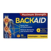 Backaid Max Strength Caplets 38 Backache Inflammation Sciatica Pain Reli... - $10.88