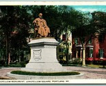 Longfellow Monument Longfellow Square Portland Maine ME 1917 WB Postcard G2 - $2.92