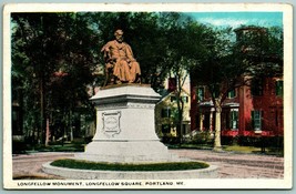 Longfellow Monument Longfellow Square Portland Maine ME 1917 WB Postcard G2 - £2.32 GBP