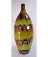 16&quot; MCM Studio Art Green &amp; Orange Copper Drip Glaze Pottery Vase Ceramic... - $39.26 CAD