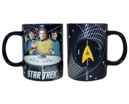 Classic Star Trek Kirk Spock McCoy 12 oz Ceramic Command Spinner Mug NEW... - $11.64