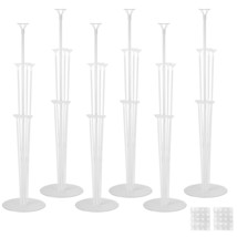 6 Sets Balloon Stand Kits, Balloon Sticks With Base For Table Centerpieces Gradu - £24.03 GBP