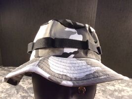 HAT SUN HOT WEATHER TROPICAL VENTED BOONIE BLACK &amp; WHITE CAMOFLAUGE MEDIUM - $30.14 CAD