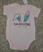 Girls Bodysuit Easter Pink Ear Resistable Short Sleeve Crew Snap -sz 3 m... - £6.22 GBP